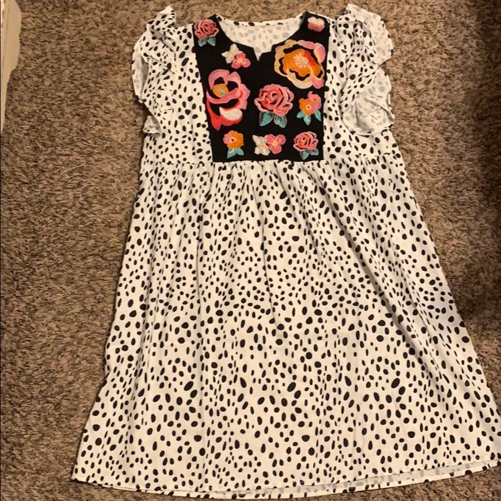 Floral & spotted print dress